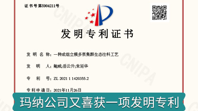 慶賀瑪納公司再喜獲一項發明專利 慶賀瑪納公司再喜獲一項發明專利
